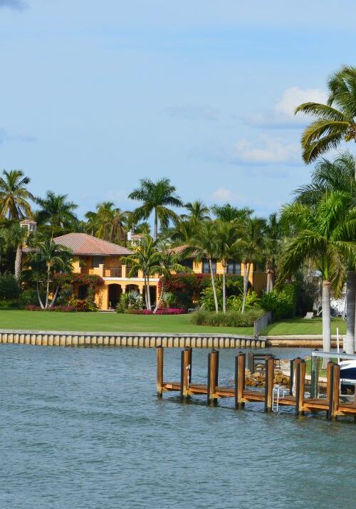 flood home on water with dock